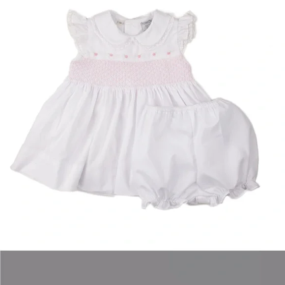 Feltman Brothers White and Pink Baby Dress Set - Picture 1 of 4